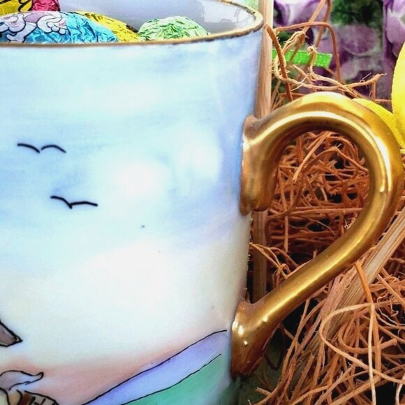 Vintage Easter Hand Painted Porcelain Child's Cup Bunny Gift for Michael - Picture 10 of 11